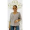 V-neck, soft mohair-effect knit top with ribbed cuffs - Mid Brown