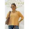 V-neck, soft mohair-effect knit top with ribbed cuffs - Orange