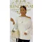Hair-striped, drop-neck long-sleeved women's top "u8706" - Cream