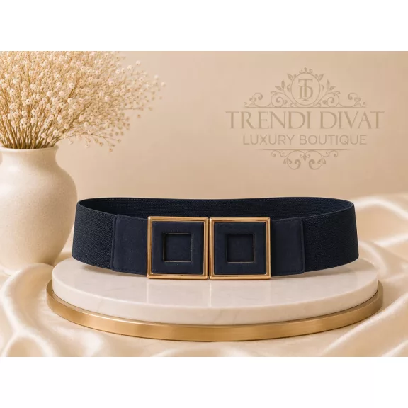 Dupla négyzet arany csatos gumis deréköv - Burgundi