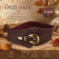   Arany színű csatos gumis deréköv – Bordó, széles ruhaöv