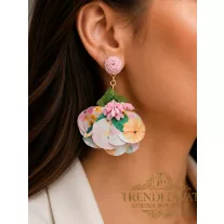   Geometric dangle earrings - Marbled acrylic statement jewelry - Pink