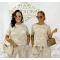 Knitted material, lurex fiber, T-shaped striped top - Beige