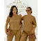 Knitted material, lurex fiber, T-shaped striped top - Mocha Brown