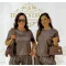 Knitted material, lurex fiber, T-shaped striped top - Chocolate