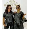 Knitted material, lurex fiber, T-shaped striped top - Black