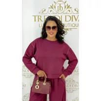Extra-loose, fluffy knit sweater - Burgundy