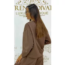 Extra-loose, fluffy knit sweater - Chocolate