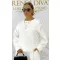 Extra-loose, fluffy knit sweater - White