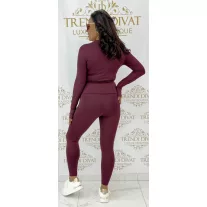   Alakformáló fitness szett cipzáros felsővel és leggingsszel "S90111" - Bordó