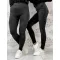 Magas derekú, oldalt ráncolt rugalmas anyagú leggings "M60002" - Fekete - M